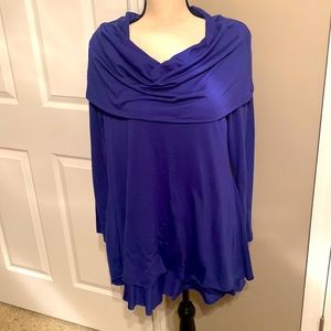 Soft Surroundings Deep Purple Drape Collar Long-sleeve Tunic